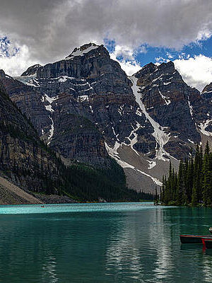 Canoeist on Moraine Lake