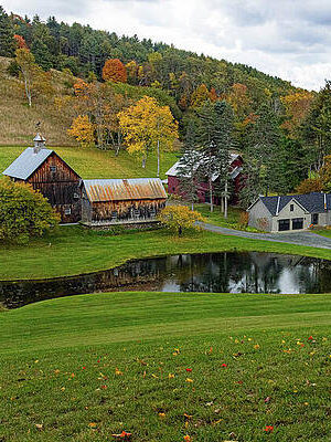 Vermont farm in fall colors